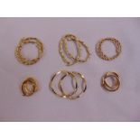 Six pairs of 9ct yellow gold earrings, approx total weight 12.5g