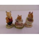 Three Royal Doulton Bunnykins figurines to include Lord Woodmouse, Mrs Toadflax and Mr Toadflax