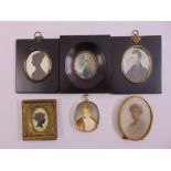 A quantity of miniature portraits and silhouettes (6)