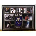 A framed and glazed signed Michael Jackson collage of photographs to include COA to verso, 58 x78cm