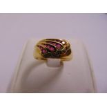 18ct yellow gold, ruby and diamond dress ring, approx total weight 5.4g