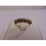 14ct yellow gold five stone CZ ring, approx total weight 2.7g