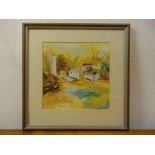 Richard Tuff framed and glazed polychromatic lithographic print of boats on a beach, 27 x 27cm
