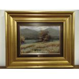 Arrieta framed oil on panel of a country landscape, signed bottom left, 22 x 31cm