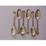 Six William IV Irish Queens pattern silver tablespoons
