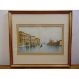 A. Biondetti framed and glazed watercolour of a Venetian canal scene, signed bottom right, 17.5 x