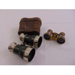 Two pairs of opera glasses one with fitted case