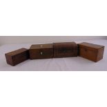 Four Victorian and Edwardian wooden tea caddies and jewellery caskets