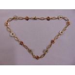 9ct two colour gold and Mother of Pearl necklace, approx total weight 29.7g