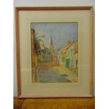 A Charlet framed and glazed watercolour of a continental street scene, signed and dated 1929