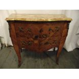 Louis XVI style shaped rectangular chest of drawers with marble top, gilded metal mounts and handles