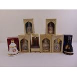 Eight Bells Scotch whisky commemorative decanters in original packaging, six 70cl and two 50cl