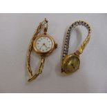 Two 9ct gold ladies wristwatch on a expanding gold plated bracelets