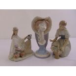 Three Lladro figurines of female form, one A/F