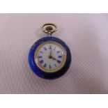 Silver and enamel ladies pocket watch white enamel dial with Roman numerals, A/F