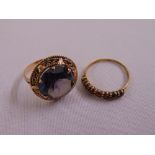 Two 9ct gold rings set with coloured stones, approx total weight 7.3g