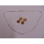 A pair of 9ct gold cufflinks and a 9ct gold necklace, approx total weight 4.2g