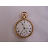 A gold plated open face pocket watch