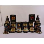 Eight Bells Scotch whisky commemorative decanters in original packaging 1988 to 1995, 70cl