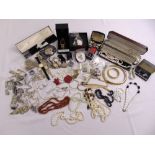 A quantity of costume jewellery to include necklaces, brooches, bracelets, earrings, pendants and