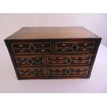 Indo-Portuguese rectangular cabinet, the six drawers inset with bone decoration