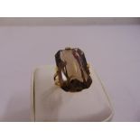 14ct yellow gold and smokey topaz cocktail ring, approx total weight 8.1g