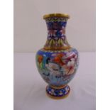 A cloisonne‚ baluster vase decorated with birds, flowers and leaves