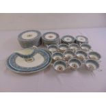 Wedgwood Turquoise Florentine dinner service to include plates, bowls, meat plates and a sauce