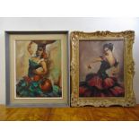 Gudrun Sibbons two framed oils on panel of Spanish dancers, signed bottom left, 49.5 x 40cm each