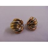 A pair of 9ct three colour gold clip-on earrings, approx total weight 6.7g