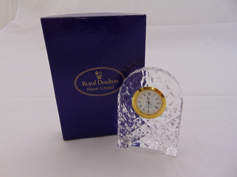 Royal Doulton crystal desk clock in original packaging