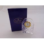 Royal Doulton crystal desk clock in original packaging