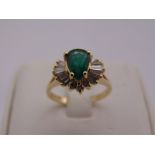 14ct gold, emerald and diamond cocktail ring, approx total weight 3.6g