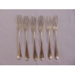 A set of six George III Old English pattern silver dessert forks London 1804, approx total weight