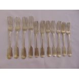 A quantity of Victorian silver flatware to include table and dessert forks, approx total weight 590g