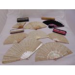 A quantity of decorative fans to include Mother of Pearl and Abalone three in original packaging (