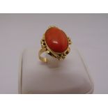 Yellow gold and coral dress ring, gold tested 14ct, approx total weight 6.1g