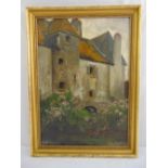 Helen Mabel Trevor a framed oil on canvas of a chateau and gardens, signed bottom left, gallery