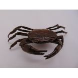 Japanese Meji period bronze figurine of an articulated crab, 11.5cm x 6cm x 3.5cm