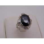 14ct white gold sapphire and diamond ring, to include COA, approx total weight 6.3g