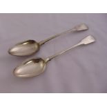 A George IV silver fiddle pattern basting spoon London 1828 and a George III silver fiddle pattern