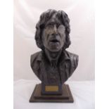 John Somerville composition bust of John Lennon mounted on a wooden plinth, signed to the base, 59cm