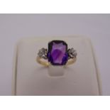 9ct gold, amethyst and spinel dress ring, approx total weight 3.2g
