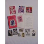 A quantity of autographs to include Barbara Cartland, Ringo Starr, Geoff Hurst, Robert Vaughan,