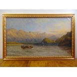 F.W. Bartholomew framed oil on canvas of boats on a loch, signed bottom left, 46 x 76cm
