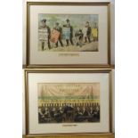 Tom Merry two framed and glazed political polychromatic cartoons, The Comic Campaign 29.5 x 46.5cm