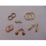 Six pairs of 9ct gold earrings, approx total weight 9.5g