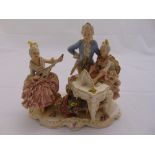 Dresden figural group of musicians, marks to the base, 24cm(h) 27cm(w) 18cm(d)