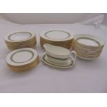 Royal Doulton Rondelay H5004 dinner service to include plates, bowls and a sauce boat and stand (