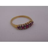 9ct yellow gold, ruby and diamond ring, approx total weight 2.0g